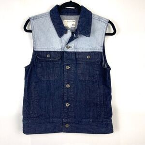 Rag & Bone Color Block Blue Denim Jean Vest Sleeveless Women's Size XS Oversized